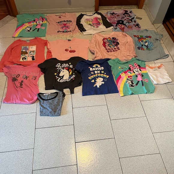 COPY - Girls 14 shirt bundle Disney Pixar trolls my little pony unicorns &more